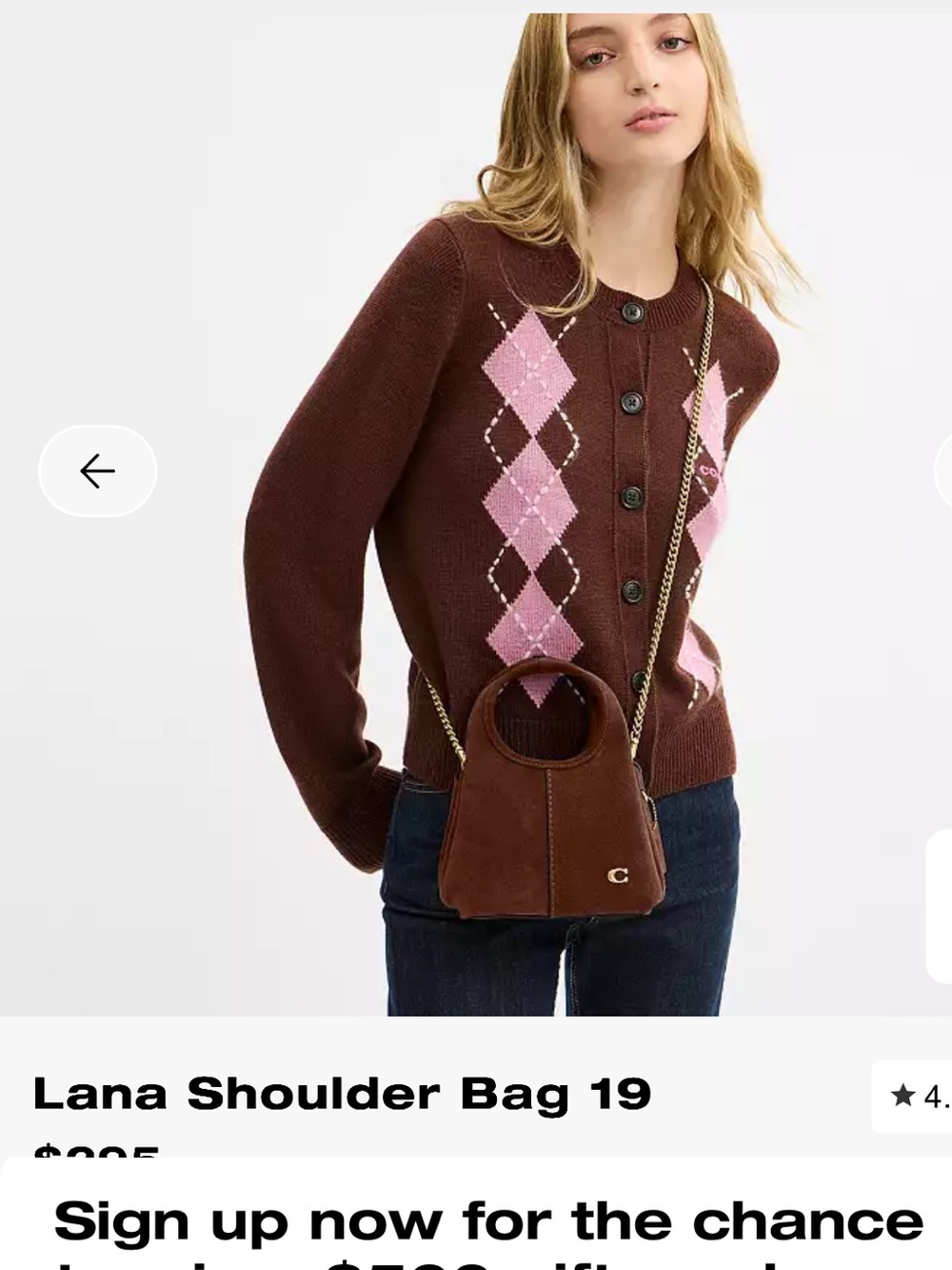 Coach Suede Lana 19 Tote Bag with Chain crossbody strap - Picture 12 of 12